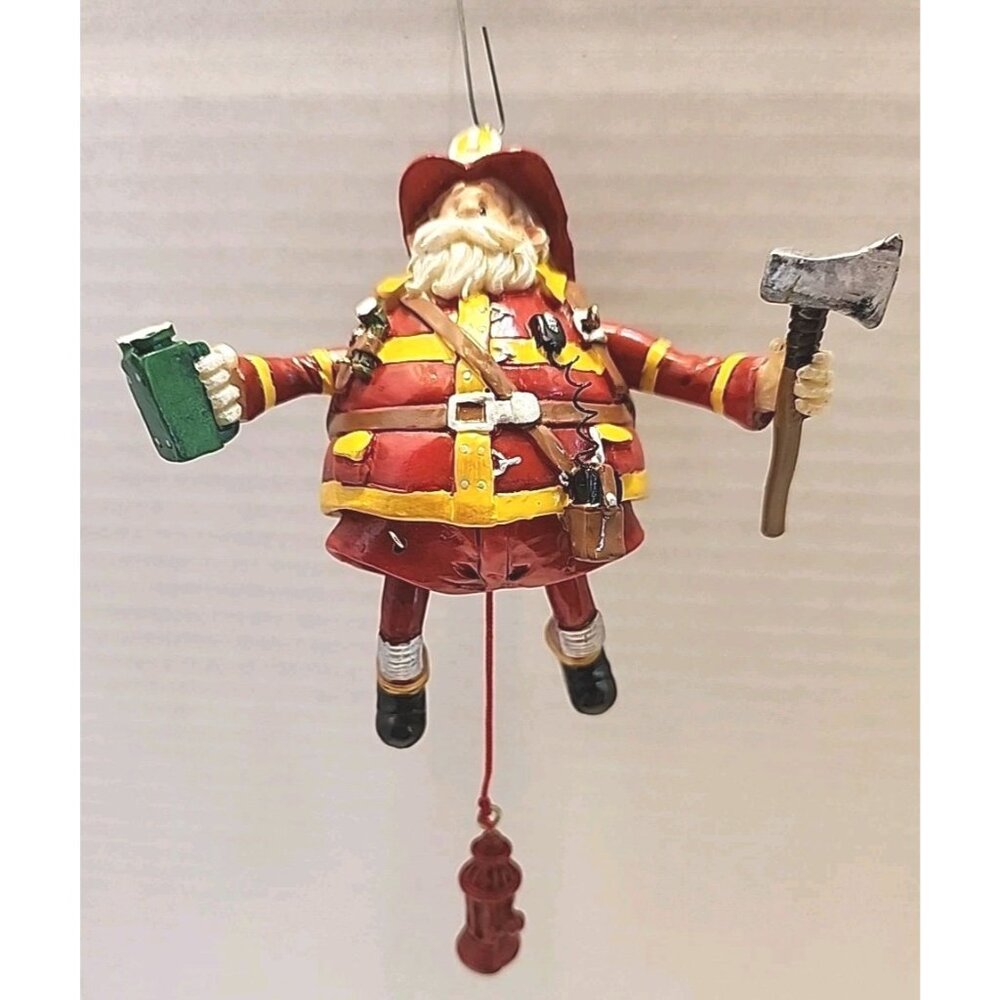 Fireman Fire Fighter Christmas Ornament With Fire Hydrant